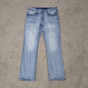 Men's BKE Jeans Jake Straight Cut Whiskering Medium Light Wash Denim Size 36x34